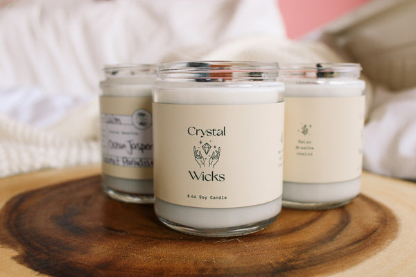 Crystal Intention Candle: Calm- Cream
