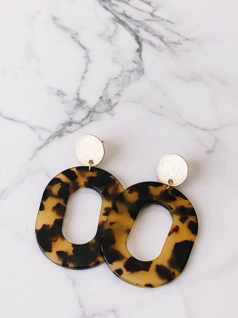 Tortoise shell acrylic drop earrings